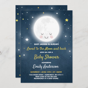 Loved To The Moon And Back Baby Shower Invitation
