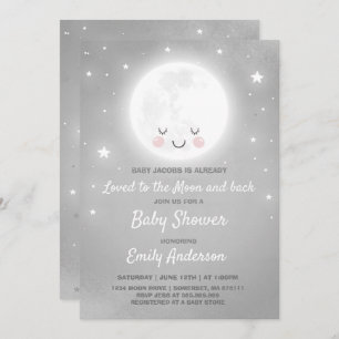 Loved To The Moon And Back Baby Shower Invitation