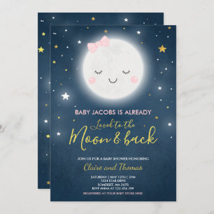 Loved To The Moon And Back Baby Shower Invitation