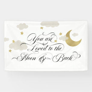 Loved To The Moon And Back   Moon Stars Clouds Banner