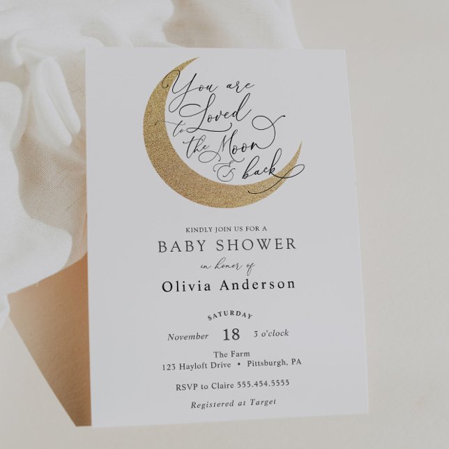Loved to the Moon and Back Neutral Baby Shower Invitation (Creator Uploaded)