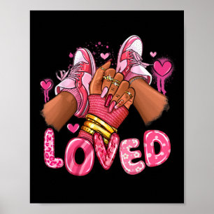 Loved Valentine's Day Afro Sneakers Valentine Wome Poster