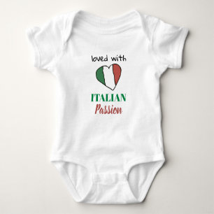 *~* LOVED WITH ITALIAN PASSION Heart Flag White Baby Bodysuit