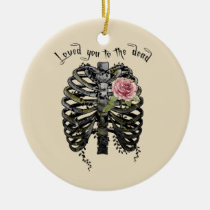 Loved You to the Dead – Gothic Rib Cage Ceramic Ornament