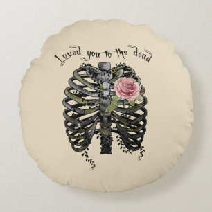 Loved You to the Dead – Gothic Rib Cage Round Cushion