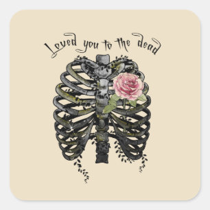 Loved You to the Dead – Gothic Rib Cage Square Sticker