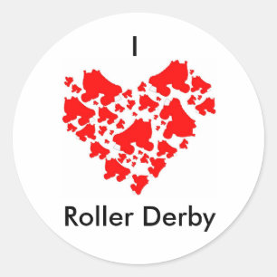 loveDerby, I, Roller Derby Classic Round Sticker