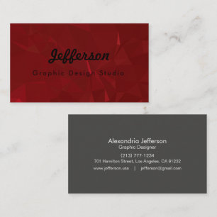LoveGeo Abstract Geometric Design - Crimson Stone Business Card
