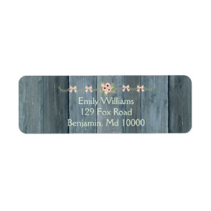 Lovel Blue Rustic wood design Return Address Label
