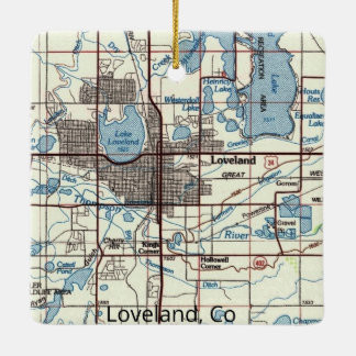Loveland CO Topo Map Ceramic Ornament