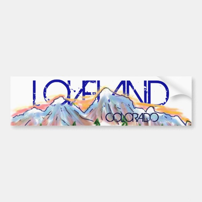 Loveland Colorado artistic mountain sticker (Front)