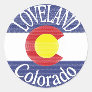Loveland Colorado circle flag Classic Round Sticker