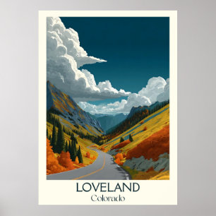 Loveland Colorado Vintage Mountain Valley Art Poster