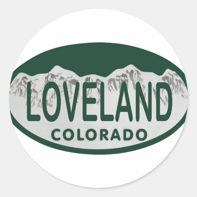 Loveland license oval classic round sticker (Front)
