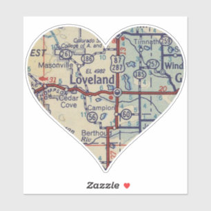 Loveland Vintage Map Sticker