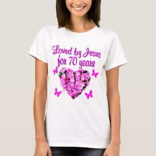 LOVELY 70TH BIRTHDAY PINK FLORAL PHOTO DESIGN T-Shirt
