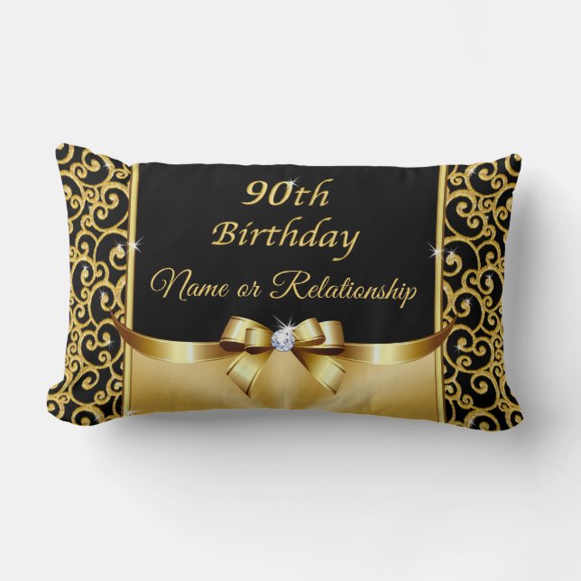 Lovely, 90th Birthday Gifts for Her, Mum, Grandma Lumbar Cushion (Front)