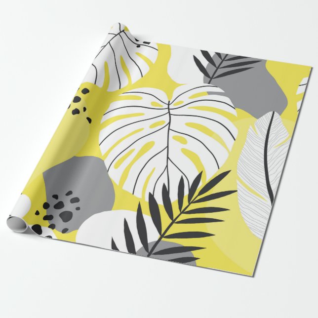 Lovely abstract seamless pattern with tropical pal wrapping paper (Unrolled)
