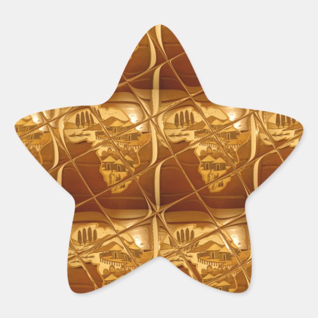 Lovely Africa Map Vector Pattern Art Design Print Star Sticker (Front)