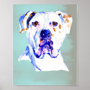 Lovely American Bulldog Dog Art Poster