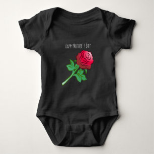 Lovely and beautiful red rose baby bodysuit