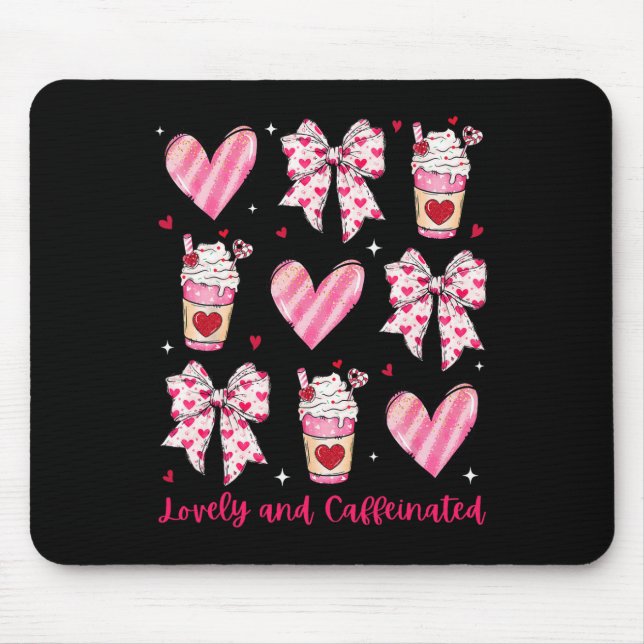 Lovely And Caffeinated Coquette Bow Coffee Lover G Mouse Pad (Front)