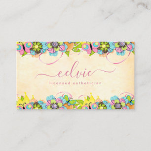 Lovely and Colorful Vintage Floral Business Card
