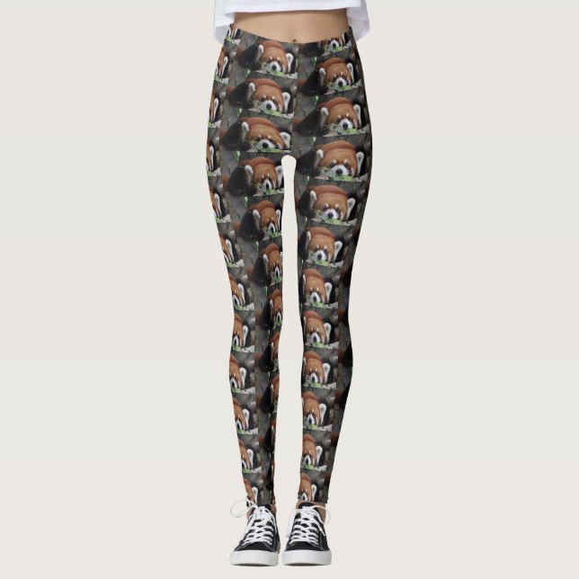 Lovely and Cute Red Panda lost in thoughts, C Leggings (Front)
