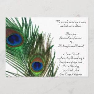 Lovely and Elegant White Peacock Wedding Invitation