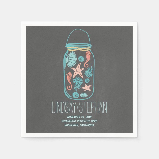 Lovely and Romantic Beach Wedding Paper Napkins (Front)