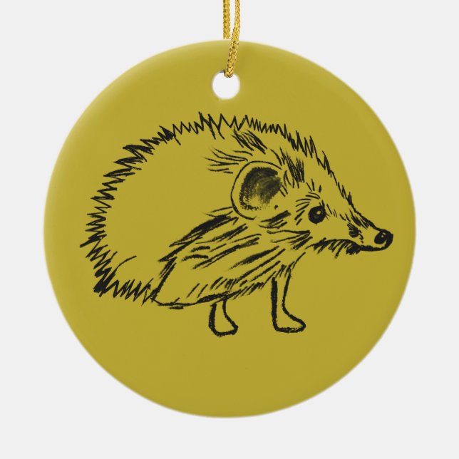 Lovely and Sweet Hedgehog Drawing Ornament (Front)