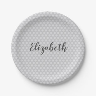 Lovely and Vibrant Grey Polka dots Paper Plate
