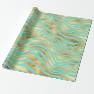 Lovely and Wavy Golden Stripes Wrapping Paper