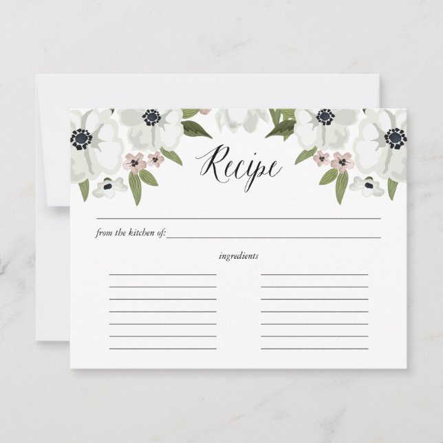 Lovely Anemones Recipe Card (Front)