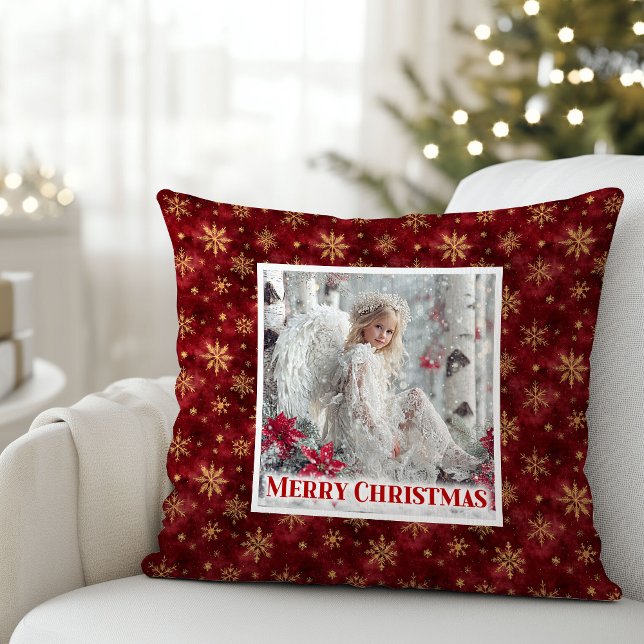 Lovely Angel Red Gold Personalized Best Christmas  Cushion (Lovely Angel Red Gold Personalized Best Christmas Pillow

)