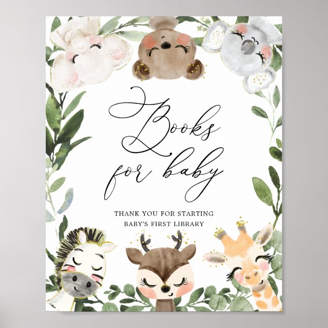 Lovely Animals Baby Shower Books For Baby Sign (Front)