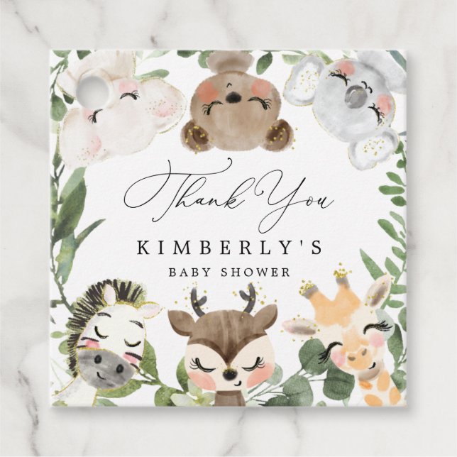 Lovely Animals Baby Shower Favour Tag (Front)