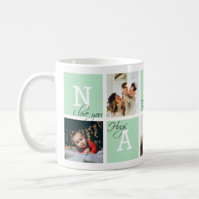 Lovely Appreciation Nanny 5 Photo Light Green Coffee Mug (Left)