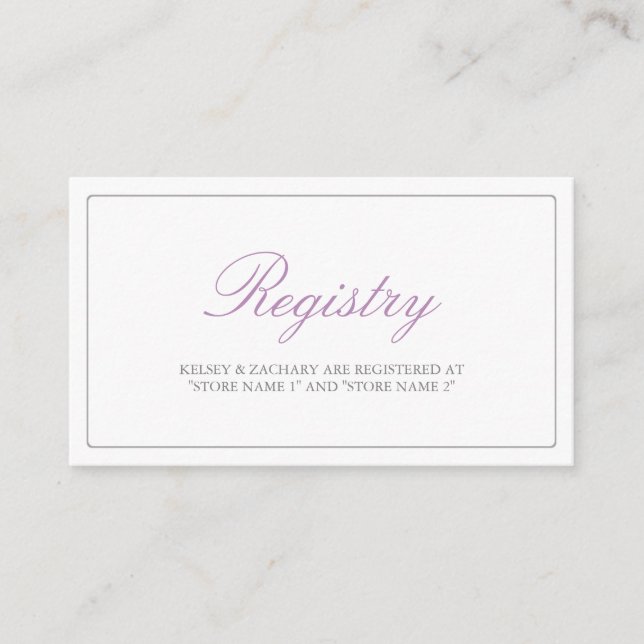 Lovely Arrows Registry Cards / Lilac and Grey (Front)