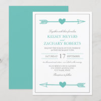 Lovely Arrows Wedding Invitation / Teal and Grey
