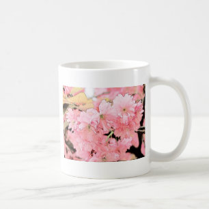 Lovely artistic sketch pink cherry blossom flowers coffee mug