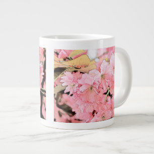 Lovely artistic sketch pink cherry blossom flowers large coffee mug