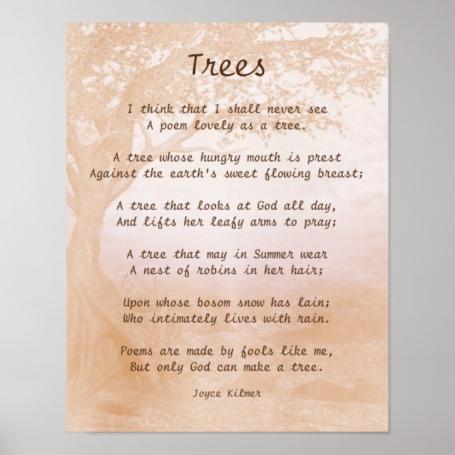 Lovely As A Tree Nature Poem Poster (Front)