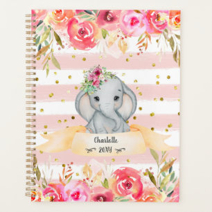Lovely Baby Elephant Watercolor Illustration Plan Planner