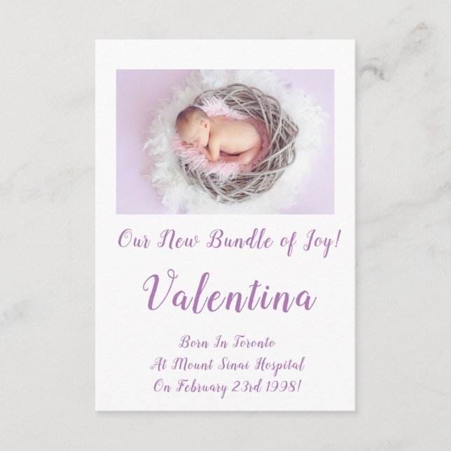 Lovely Baby Girl Announcement Card (Front)