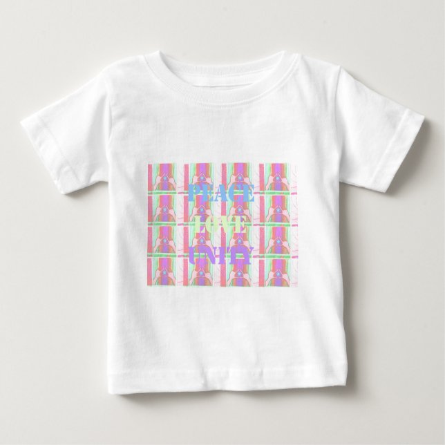 Lovely Baby Kid  Peace Love Unity Pop Art  design. Baby T-Shirt (Front)