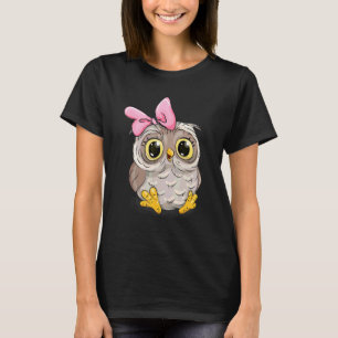 Lovely Baby Owl With Pink Bow Animal Men Women T-Shirt