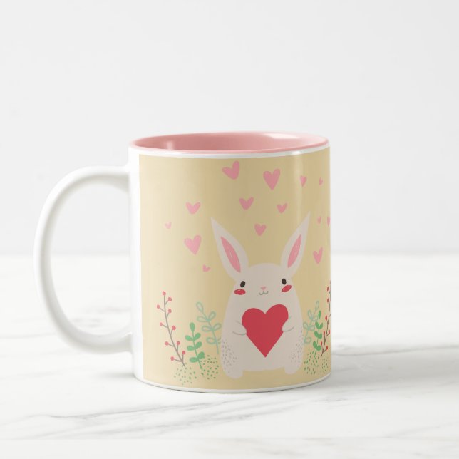 Lovely baby rabbit Two-Tone coffee mug (Left)