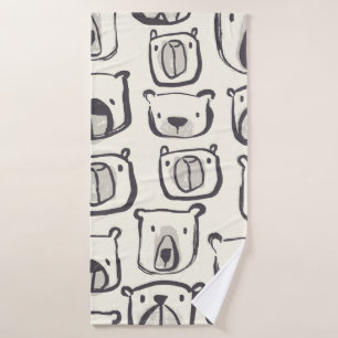 Lovely bear face hand drawn doodles illustration p bath towel
