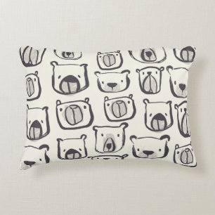 Lovely bear face hand drawn doodles illustration p decorative cushion